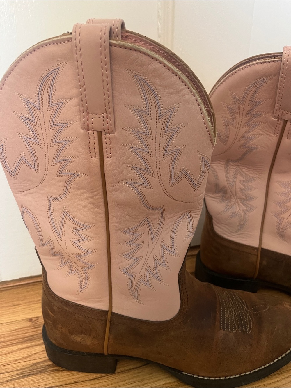 Ariat women’s heritage stockman leather western cowboy boots pink tan size 7.5 - Picture 3 of 9